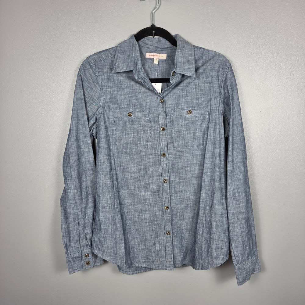 Banana Republic Heritage Women's M Chambray Shirt Button Front Indigo Blue NWT